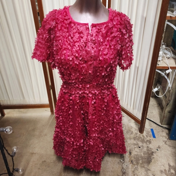 Anthropologie The Somerset Mini Dress Floral Appliqué Edition in Pink Medium - Picture 3 of 10